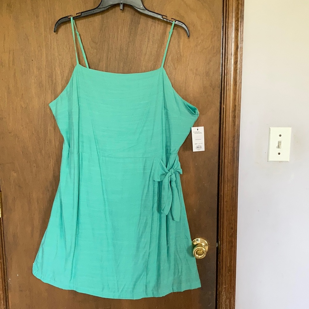 Nine West side tie green mini dress size XXL